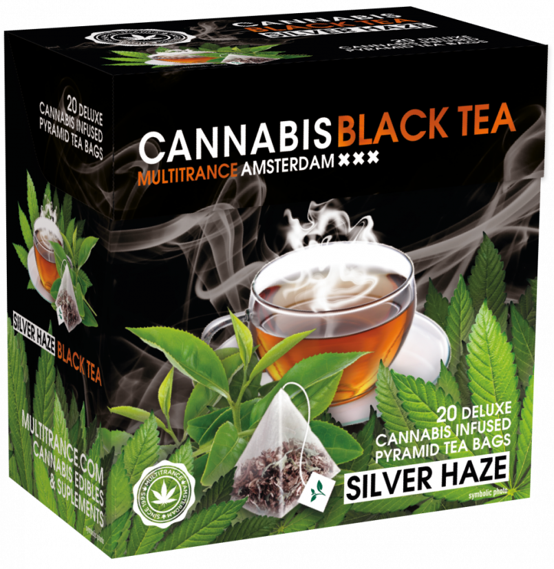 Chá preto Cannabis Silver HaZe (caixa com 20 saquinhos de chá Pyramid), 40 g