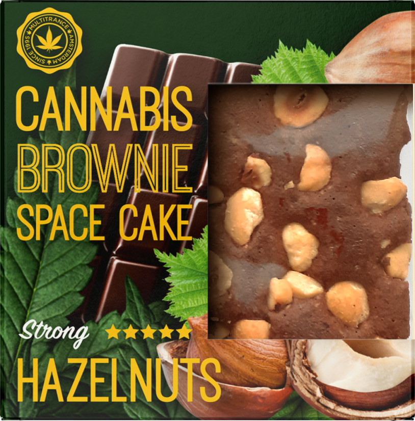 Brownie cu alune de canabis Ambalaj Deluxe (aromă puternică Sativa) - Cutie (24 pachete), 2400 g