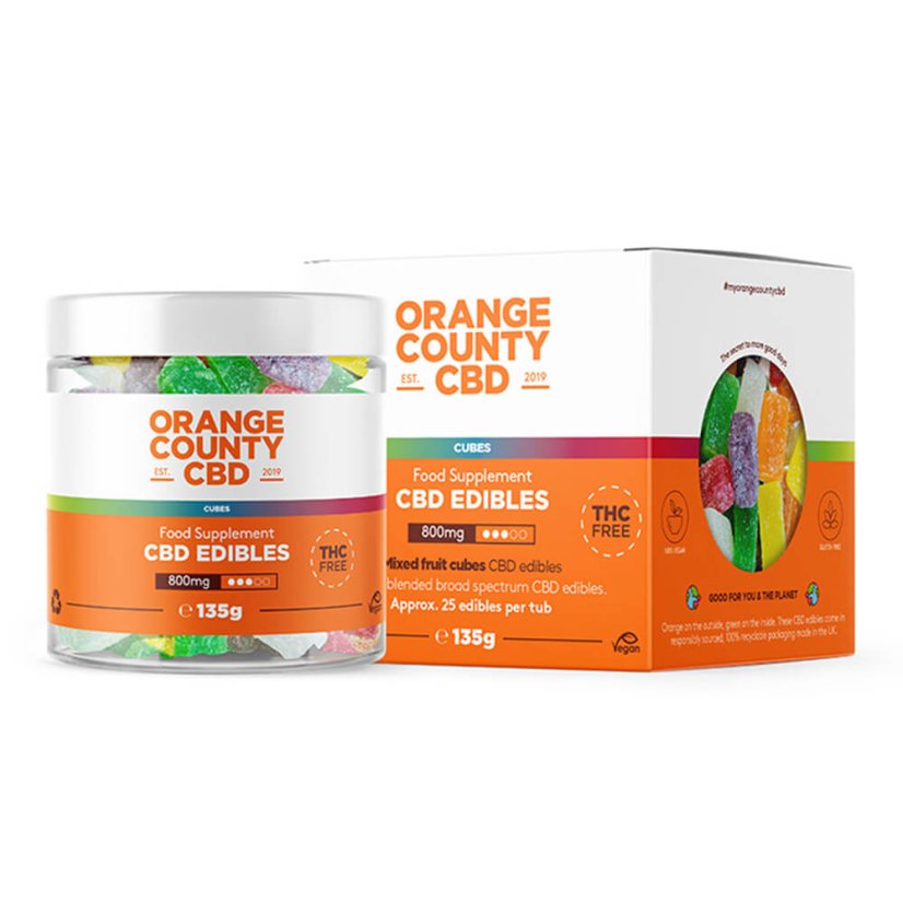 Orange County CBD Gummies Cubes, 800 mg CBD, 135 g