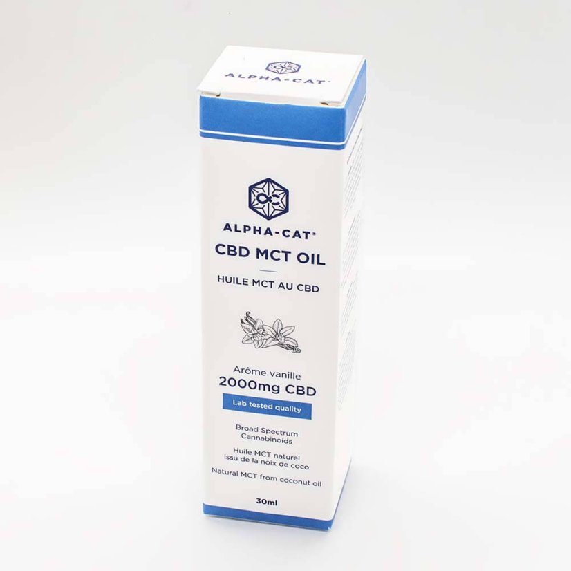 Alpha-Cat CBD sprej MCT kokosový olej s vanilkou, 20%, 2000 mg, 30 ml