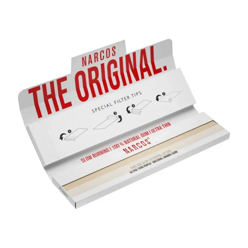 Narcos Papel de liar King Size Slim de edición limitada + boquillas - diseño aleatorio