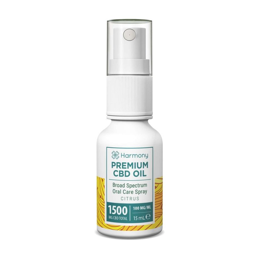 Harmony Soins bucco-dentaires en spray CBD, 1500 mg, 15 ml, Agrumes