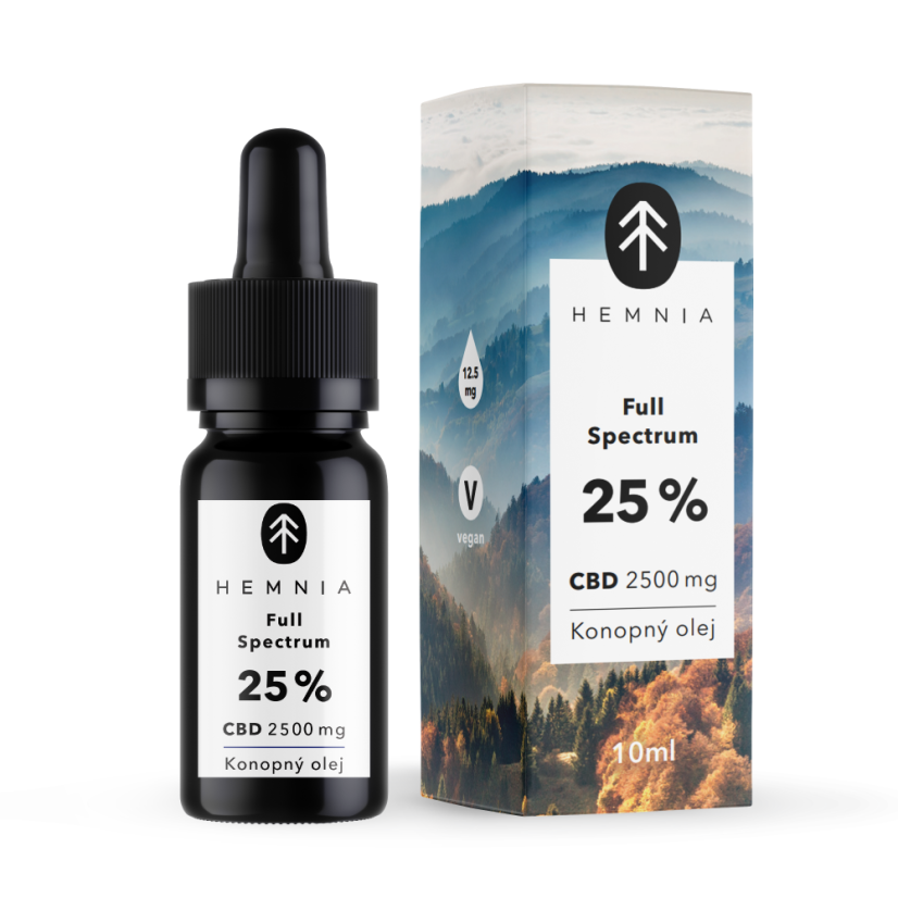 Hemnia Huile de chanvre CBD à spectre complet 25 %, 2500 mg, 10 ml
