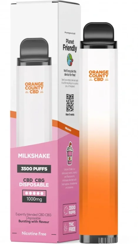 Orange County CBD Pen vape Milkshake 3500 Puff, 600 mg CBD, 400 mg CBG, 10 ml