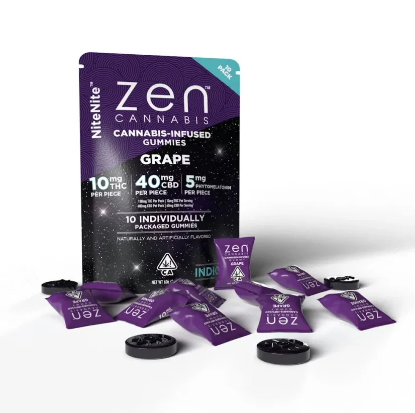 Zen CBD THC+ Gummies Grape NiteNite, 10 buc, 500 mg