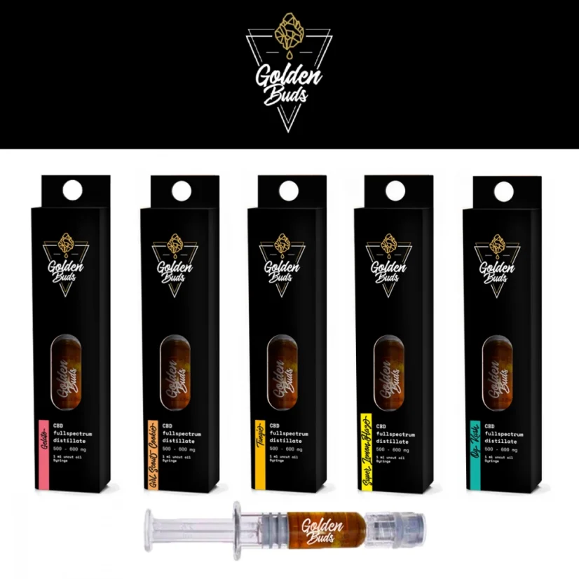 Golden Buds Концентрати з терпенами , Всі 5 в 1 Встановити, 3000mg, 60% CBD, 5pcs x 600mg