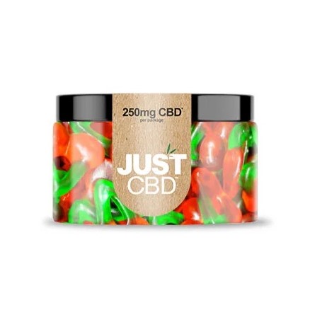 JustCBD vyšnia Guminukai 250 mg - 750 mg CBD
