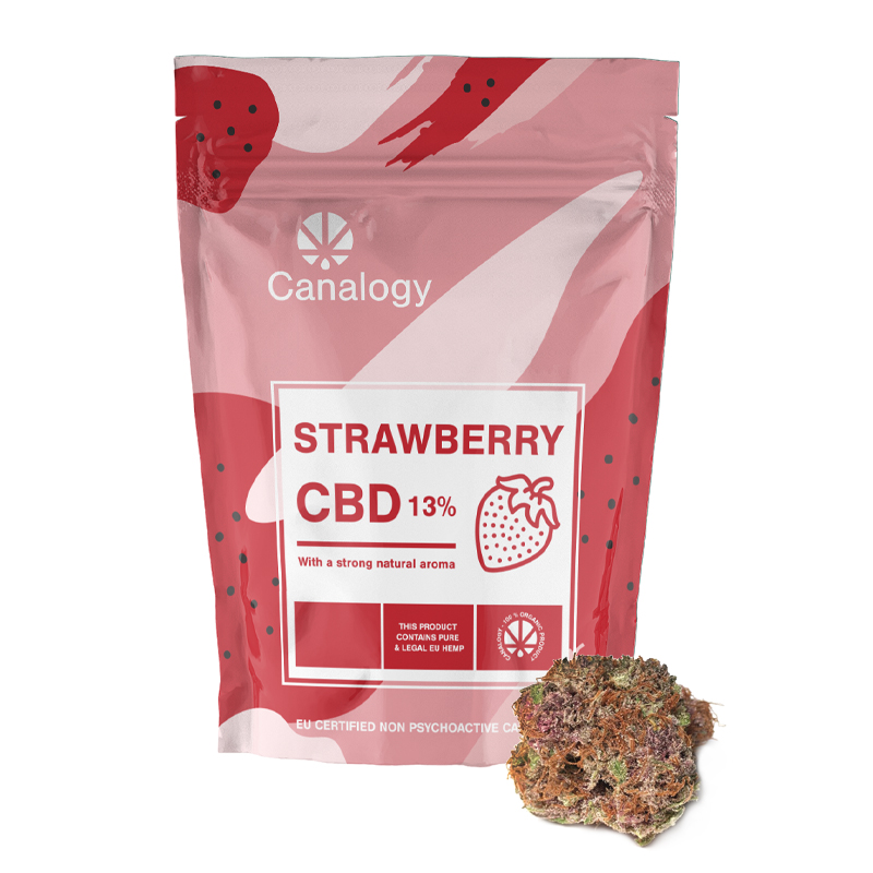 Canalogy CBD hampa blomma Jordgubbe 13 %, 1g - 1000g