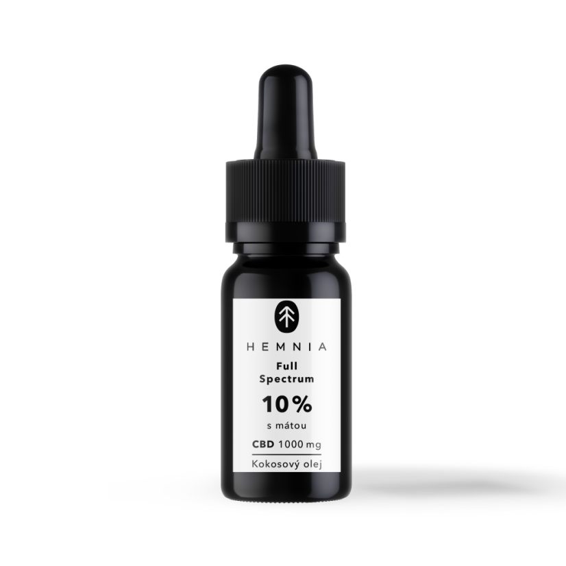 Hemnia Ulei de nucă de cocos CBD MCT cu spectru complet 10%, 3000 mg, 30 ml, mentă