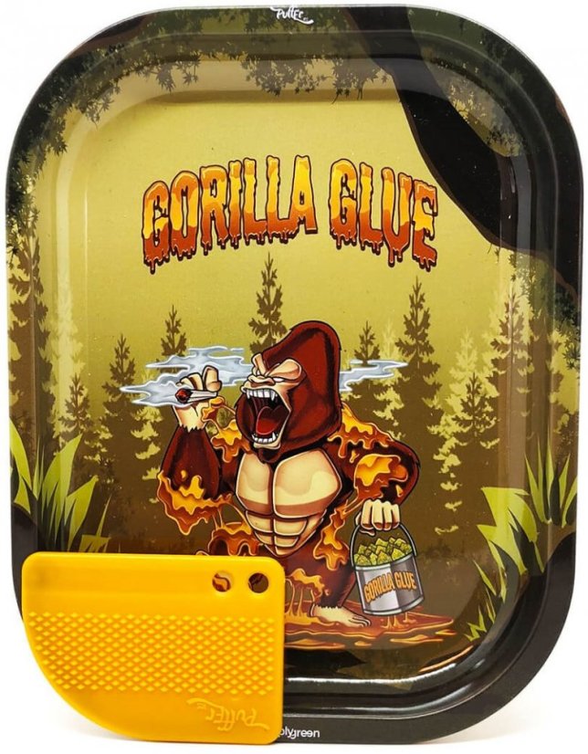 Best Buds Gorilla Glue Bandeja pequeña de metal para liar con tarjeta magnética para molinillo