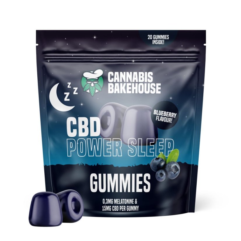Cannabis Bakehouse CBD Power Sleep gumijevi 300 mg, 20 kos x 15 mg CBD, 58 g