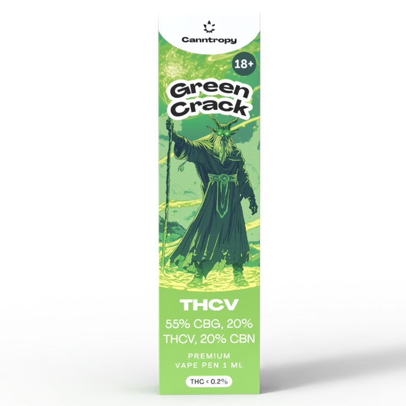 Canntropy THCV Vape Pen Green Crack, 20 % THCV, 60 % CBG, 20 % CBN, 1 ml