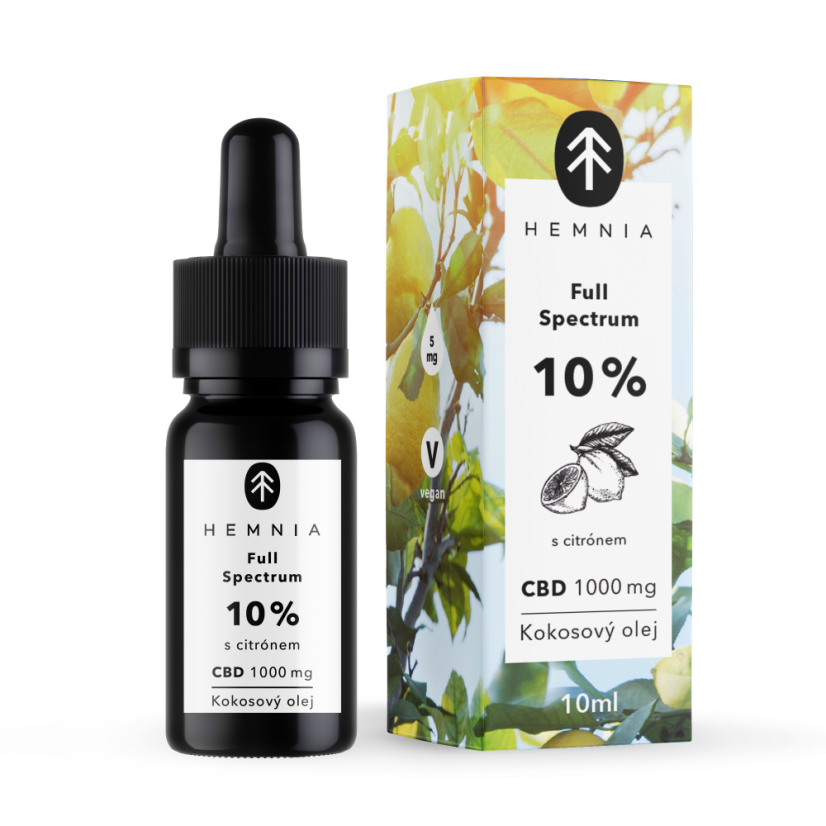 Hemnia Full-Spectrum CBD MCT Coconut Oil 10 %, 1000 mg, 10 ml, Lemon