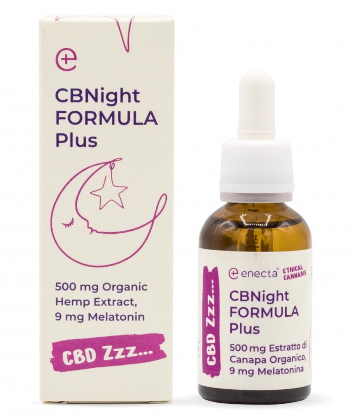 Enecta CBNight Formula PLUS Huile de chanvre avec mélatonine, 1500 mg d'extrait de chanvre biologique, 90 ml