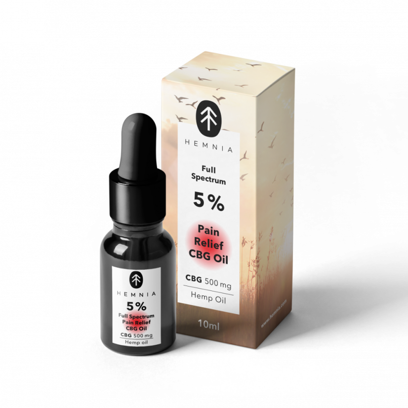 Hemnia Spectre complet Huile de CBG pour soulager la douleur - 5% CBG, 5% CBD, 500 mg, 10 ml