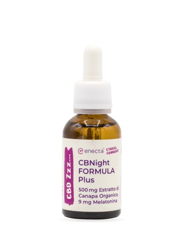 Enecta CBNight Formula PLUS Huile de chanvre avec mélatonine, 1500 mg d'extrait de chanvre biologique, 90 ml