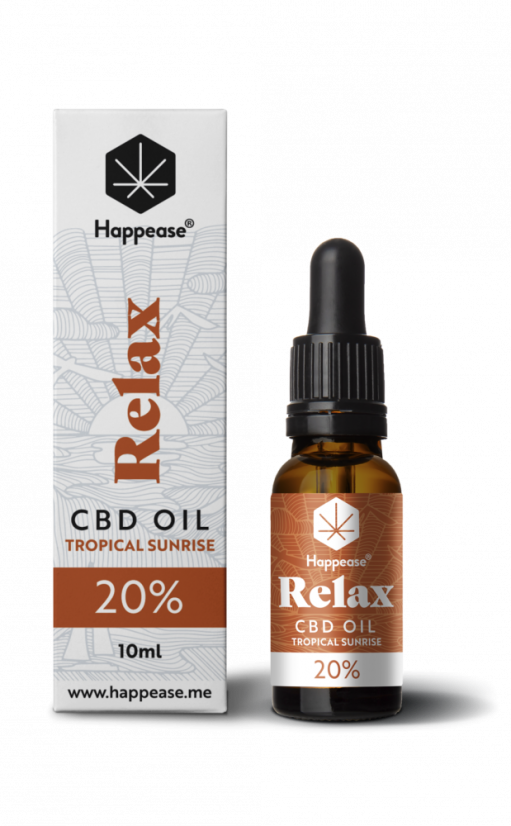 Aceite de CBD Happease Relax Tropical Sunrise, 20% CBD, 2000 mg, 10 ml