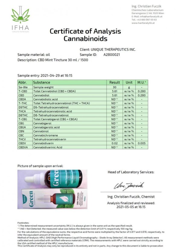 Green Pharmaceutics CBD Minttu Tinktuura - 5 %, 1500 mg, 30 ml