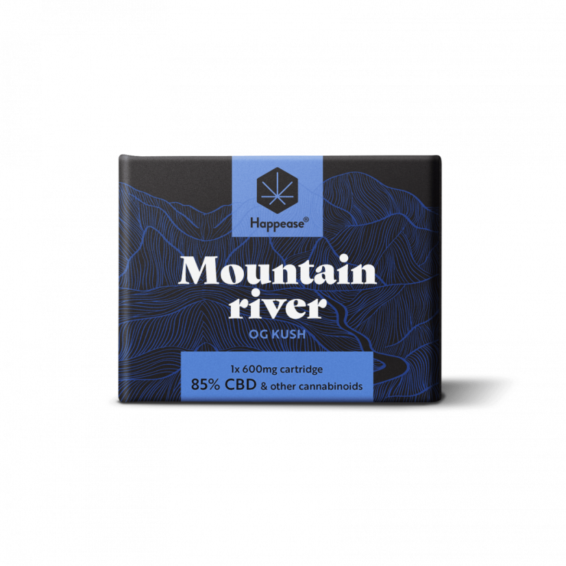 Happease Cartucho de CBD Mountain River 600 mg, 85 % CBD, 0,5 ml