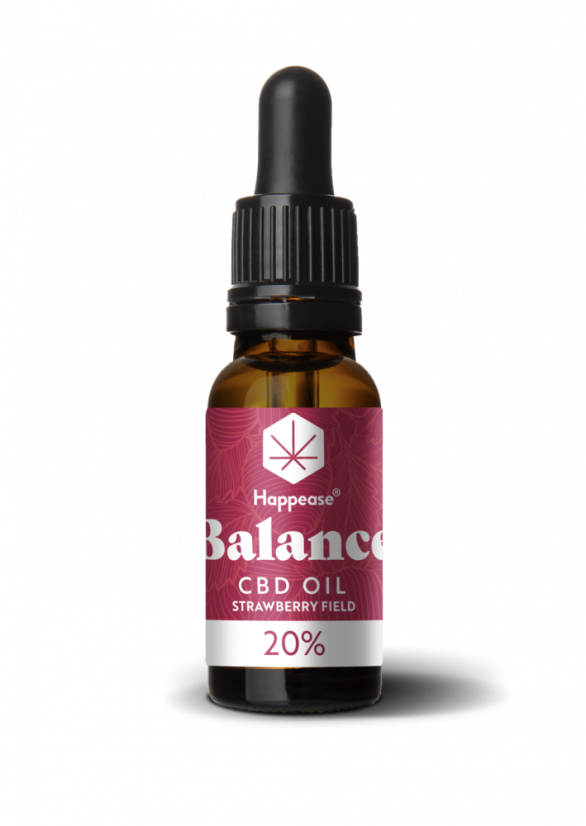Happease Balance CBD-öljy Strawberry Field, 20 % CBD, 2000 mg, 10 ml