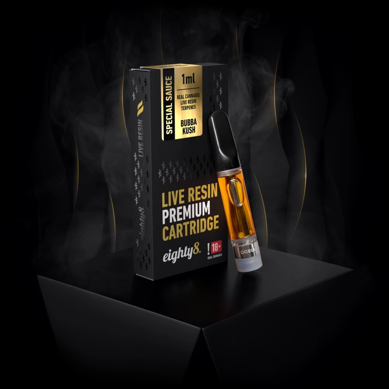 Eighty8 CBD kartuša Bubba Kush žive smole terpeni, 1 ml