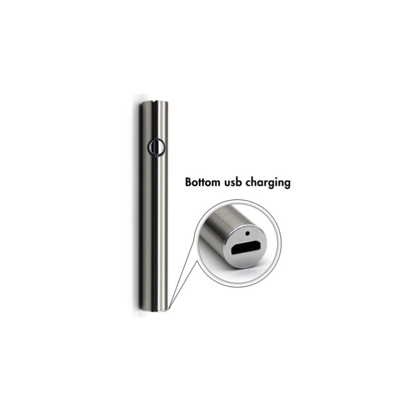 Batteri til CBD-patron, 380 mAh, 510 gevind, USB-oplader, Sort