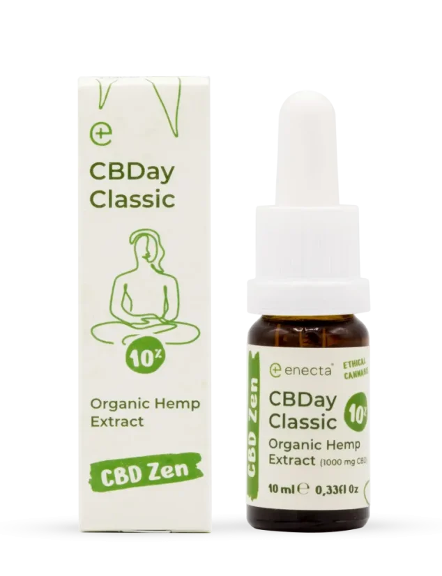 Huile de CBD à spectre complet équilibrée Enecta CBDay Plus 10 %, 1 000 mg, 10 ml