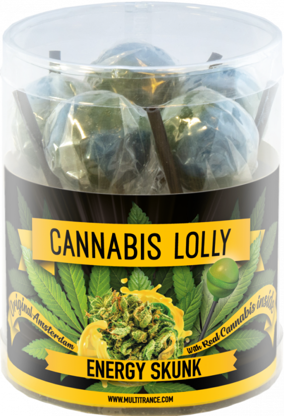 Cannabis Energy Skunk Lollies konopná lízátka - Dárkové balení (10 lízátek), 24 balení v boxu, 4320 g