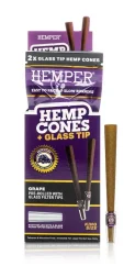 HEMPER King Size Cones + Glass Tip 2buc Grape
