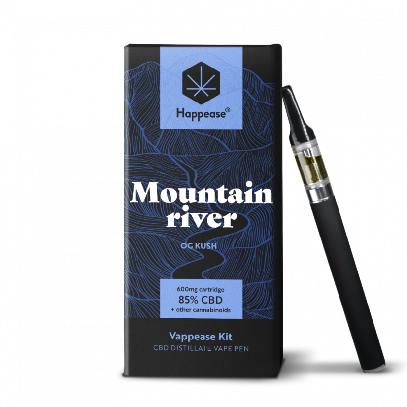 Happease Clasic Râul de munte - Kit de vaping, 85% CBD, 600 mg, 0,5 ml