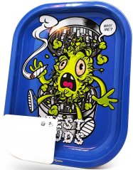 Best Buds Grind Me Tavă mică de rulare metalică cu card de râșniță magnetică