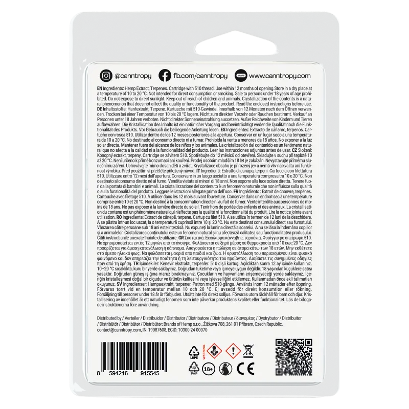 Canntropy CBDP Kartusche Mango, CBDP 88% Qualität, 1 ml
