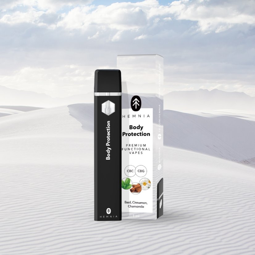Hemnia Premium Functional CBC and CBG Vape Pen Body Protection - 20 % CBC, 75 % CBG, busuioc, scortisoara, musetel, 1 ml