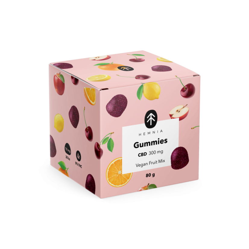 Hemnia CBD Vegan gummies, Fruchtmischung, 300 mg CBD, 30 Stück x 10 mg, 80 g