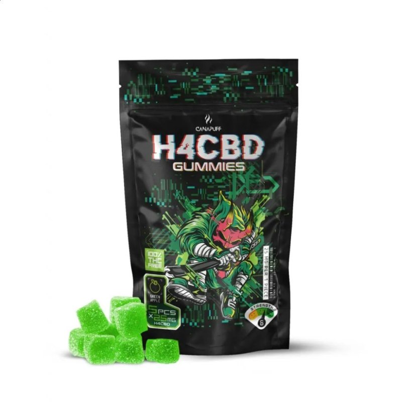 CanaPuff H4CBD Gummies Groene Appel, 5 stuks x 25 mg H4CBD, 125 mg