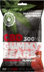 Jordgubbssmaksatt CBD Gummy Bears (300 mg), 40 påsar i kartong, 4000 g