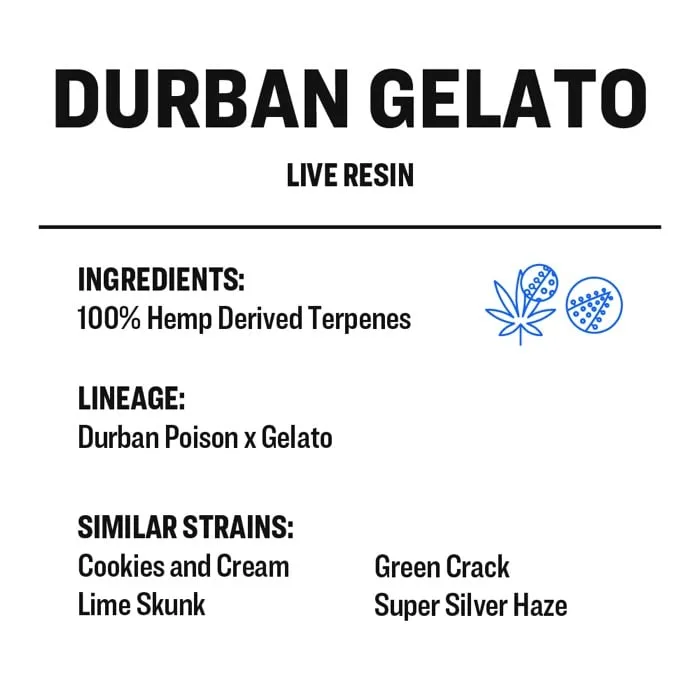 True Terpenes Levende harpiks Durban Gelato (2 ml - 960 ml)