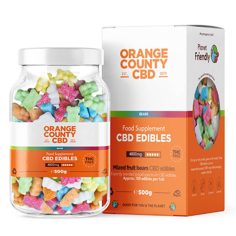 Orange County CBD Gummies Bears, 100 pièces, 4800 mg de CBD, 500 g