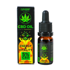 Euphoria Aceite de CBD 5% con terpenos, 10 ml, 500 mg - Energía y Vitalidad