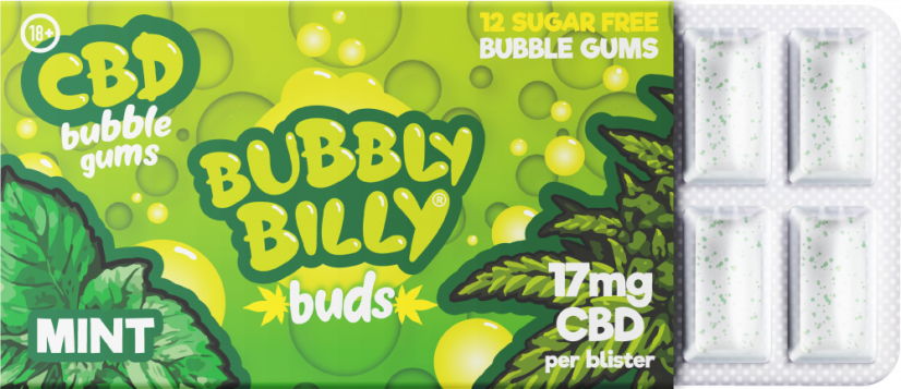 Bubbly Billy Buds Kaugummi mit Minzgeschmack (17 mg CBD), 17 g