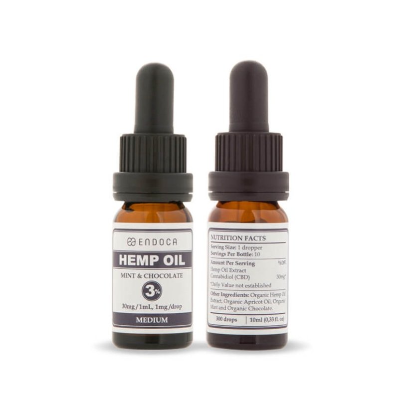 Endoca Huile de chanvre menthe chocolat 900 mg CBD (3%), 30 ml