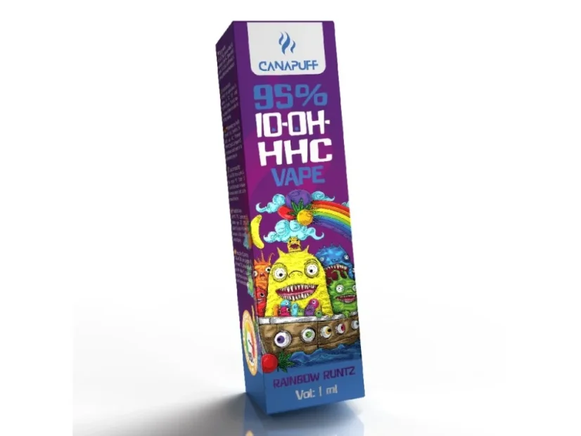 CanaPuff Caneta Vape Descartável 10-OH-HHC Rainbow Runtz, 10-OH-HHC 95%, 1 ml