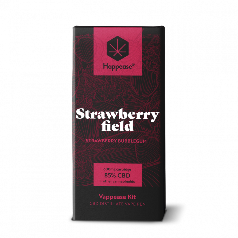 Happease Clasic Câmpul de căpșuni - Kit de vaping, 85% CBD, 600 mg, 0,5 ml