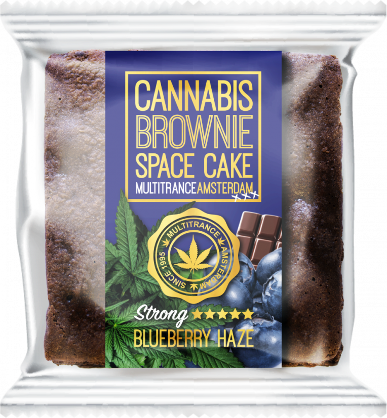 Cannabis Blueberry Haze Brownie (sterke sativa-smaak) - Doos (24 verpakkingen), 2400 g
