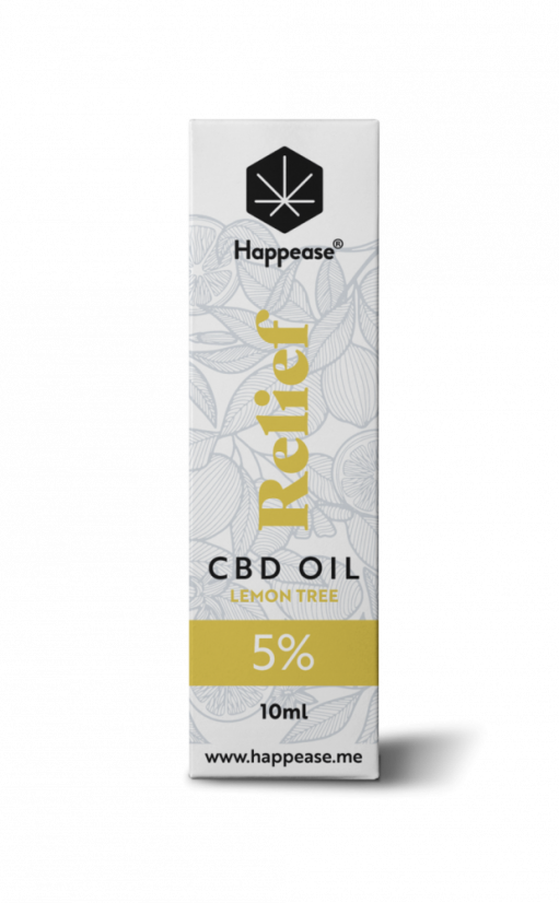 Aceite de CBD Happease Relief Lemon Tree, 5 % CBD, 500mg, 10 ml