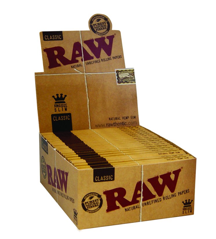 Feuilles à rouler Raw Papers Classic King Size Slim, 110 mm, 50 pièces par boîte