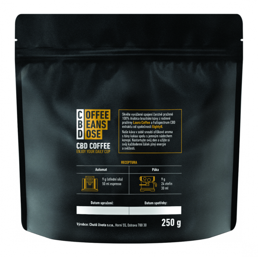 Eighty8 CBD káva, 300 mg CBD, 250 G