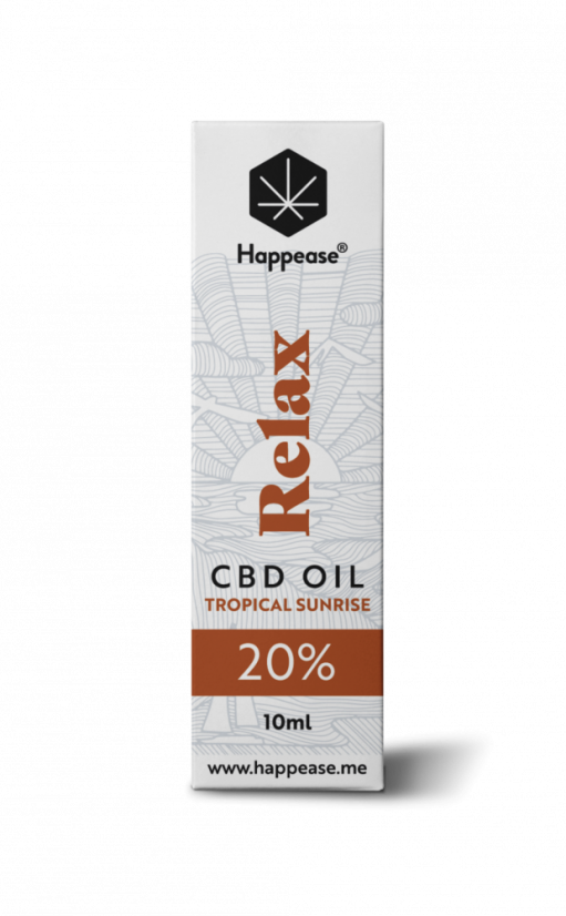 Aceite de CBD Happease Relax Tropical Sunrise, 20% CBD, 2000 mg, 10 ml