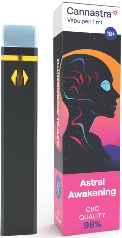 Cannastra CBC ühekordne Vape Pen Astral Awakening, CBC 98% kvaliteet, 1 ml
