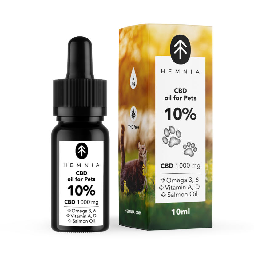 Hemnia CBD v lososovom oleji pre zvieratá - 10 % CBD, 1000 mg, 10 ml